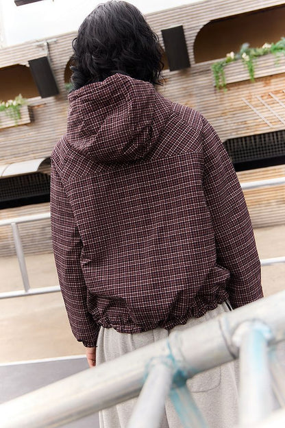 Water-Resistant Quilted Checkered Jacket