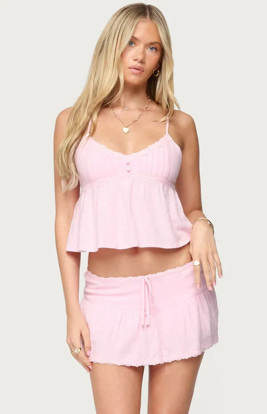 Selene Lacey Pleated Top & Skirt Set