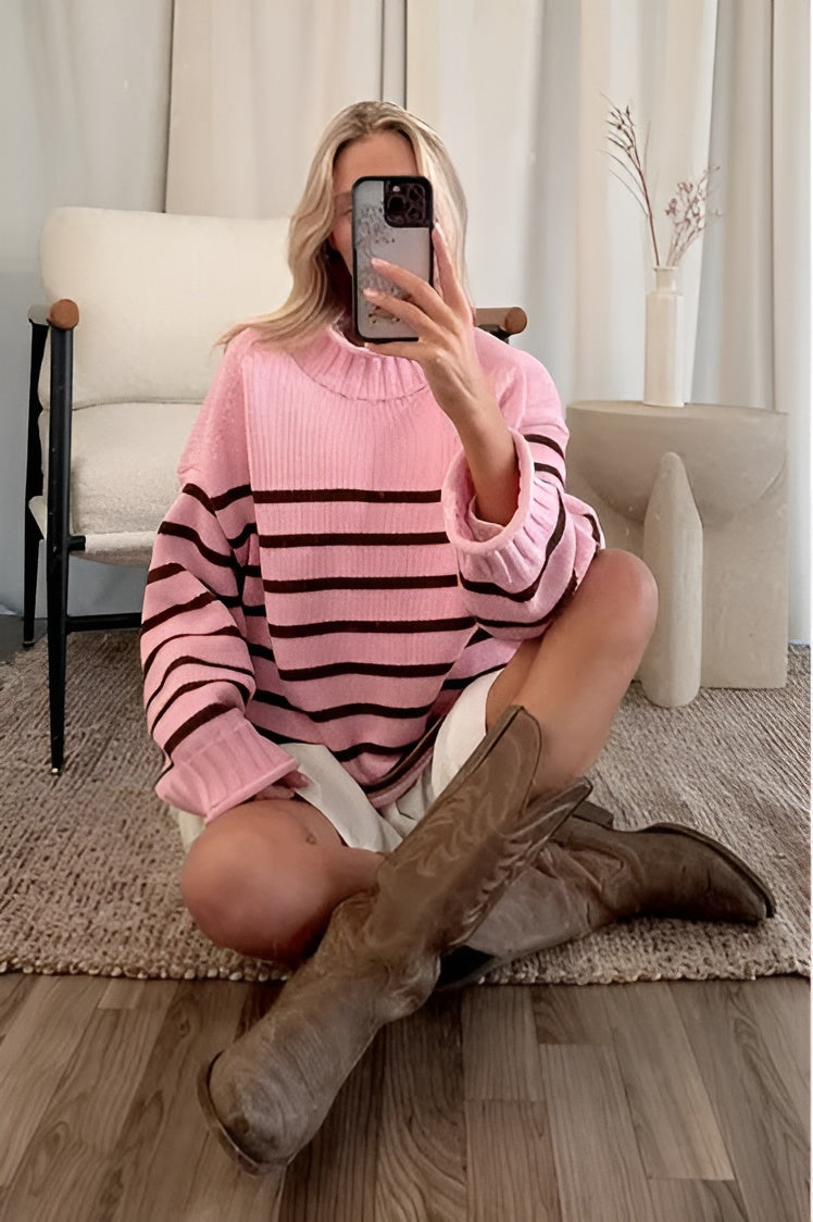 Rollneck Sweater In Stripe