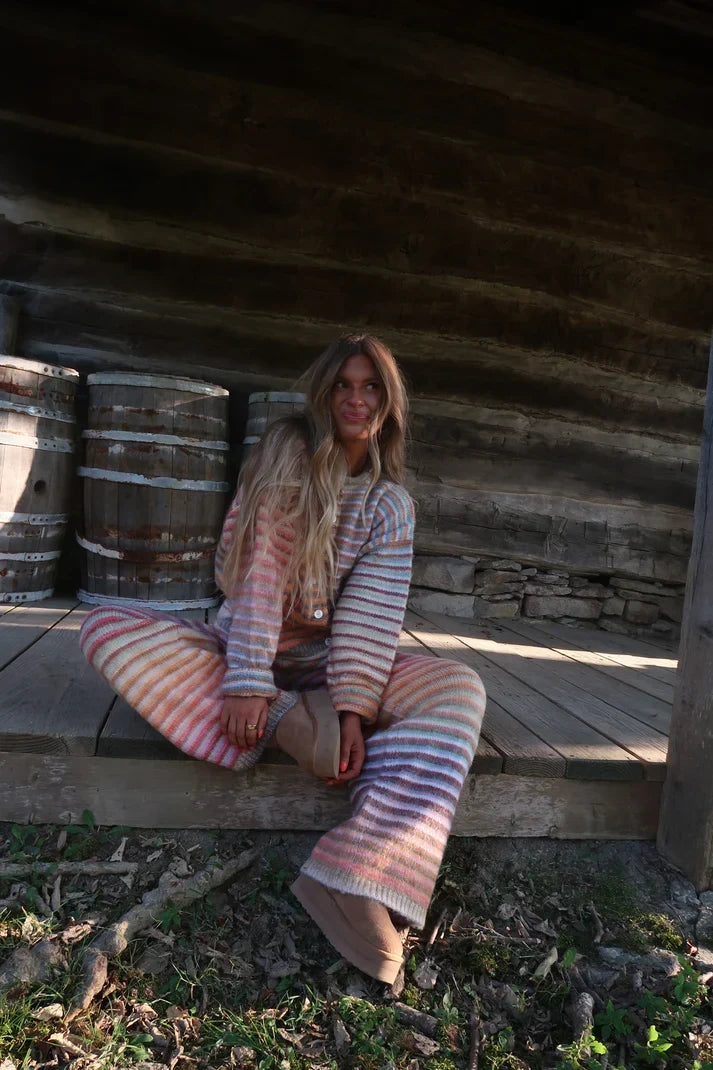 Autumn Air Stripe Cardigan & Pants Set