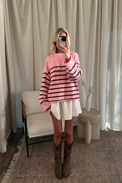 Rollneck Sweater In Stripe