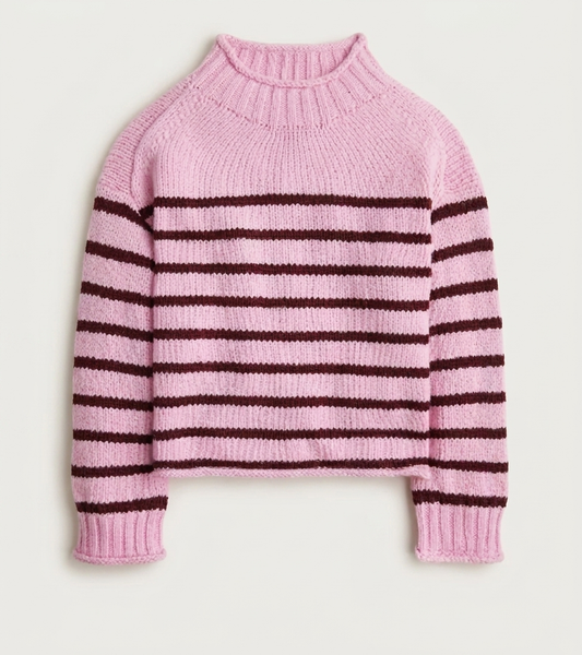 Pink & Brown Rollneck Sweater